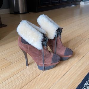 LAMB Suede Sherpa platform bootie